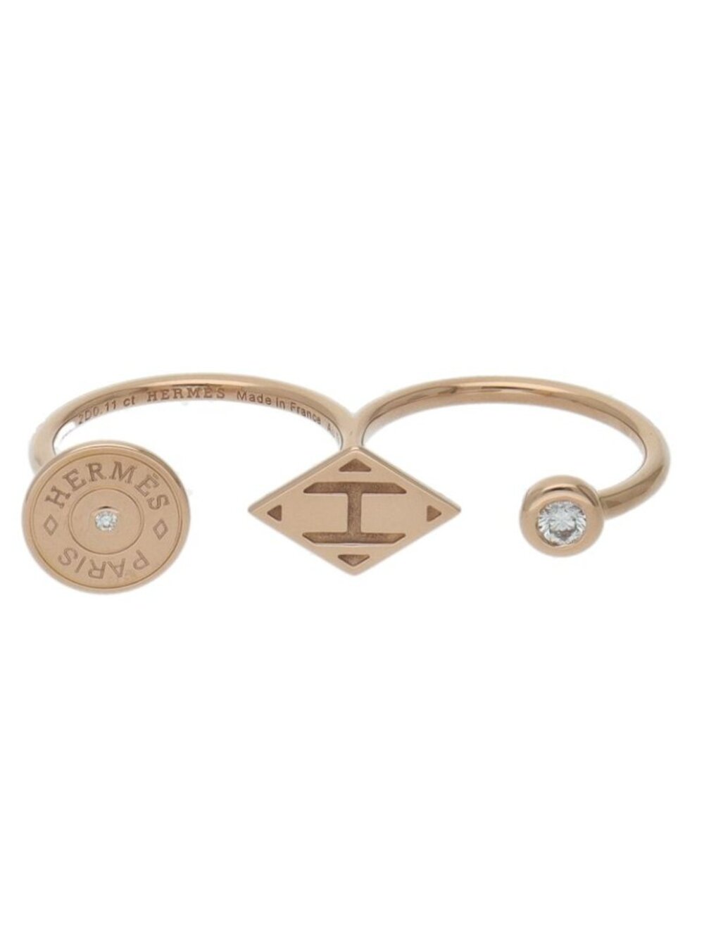 Hermes Gambade Double Ring Pink Gold